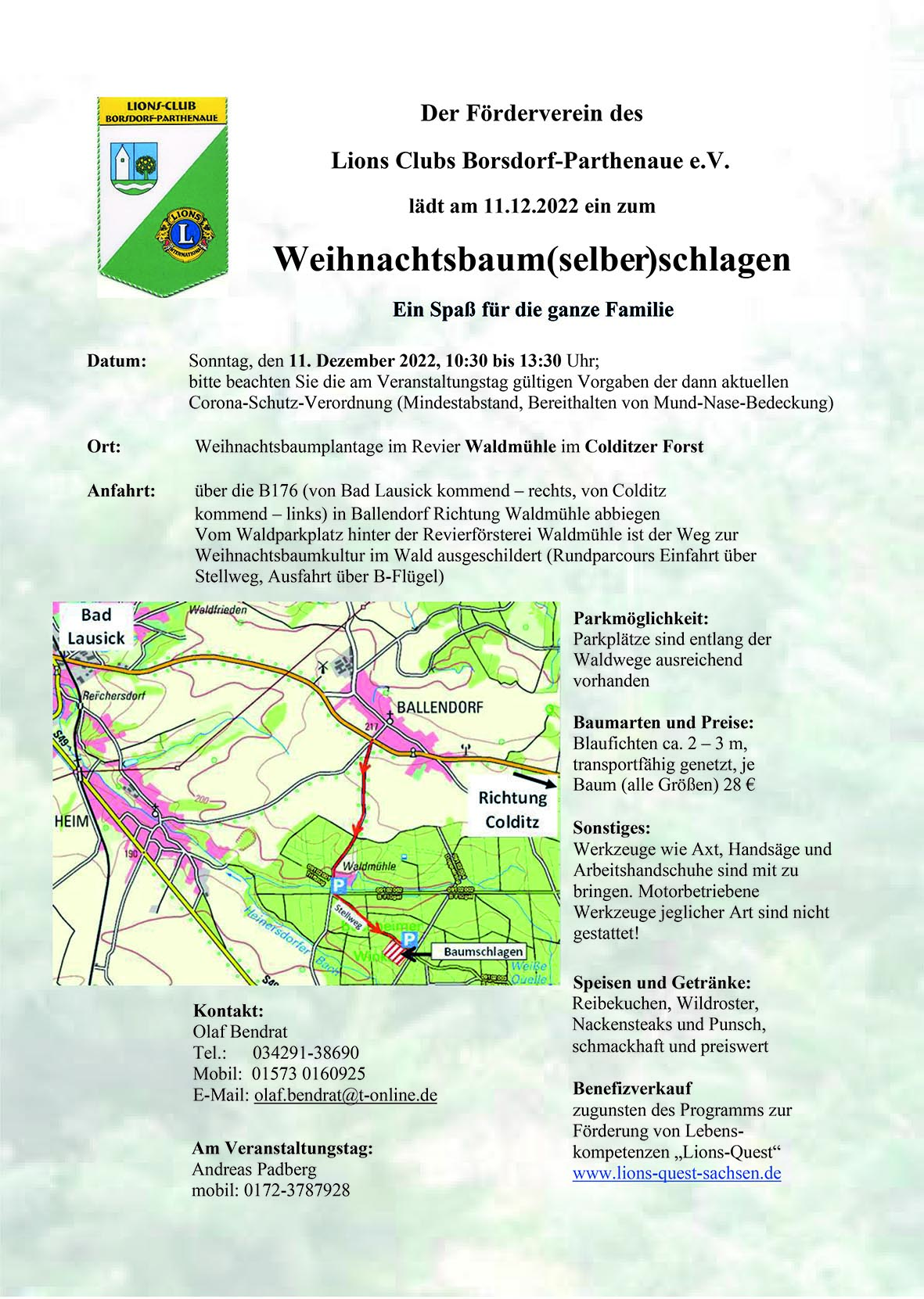 Weihnachtsbaum(selber)schlagen mit den Lions Clubs BorsdorfParthenaue